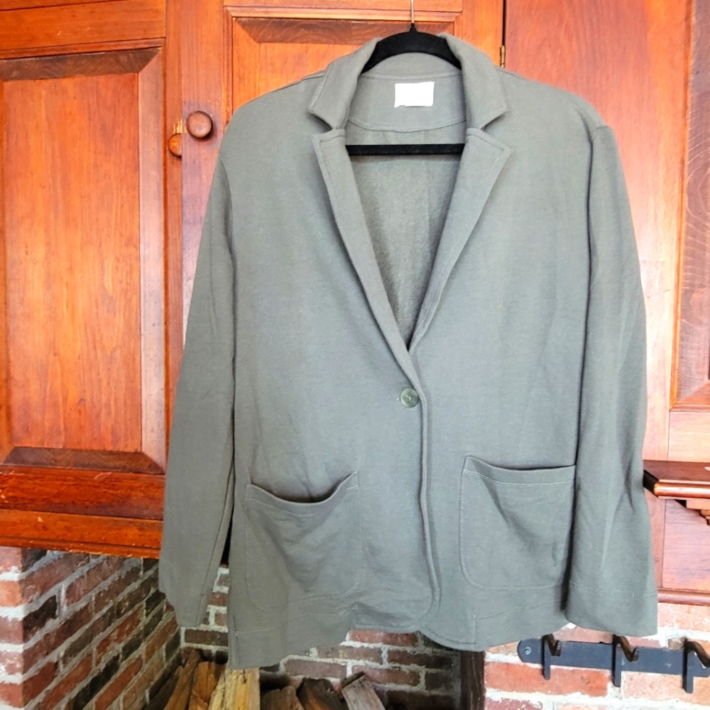 Sage Green Caslon Sweatshirt Blazer Long Sleeve Cardigan
